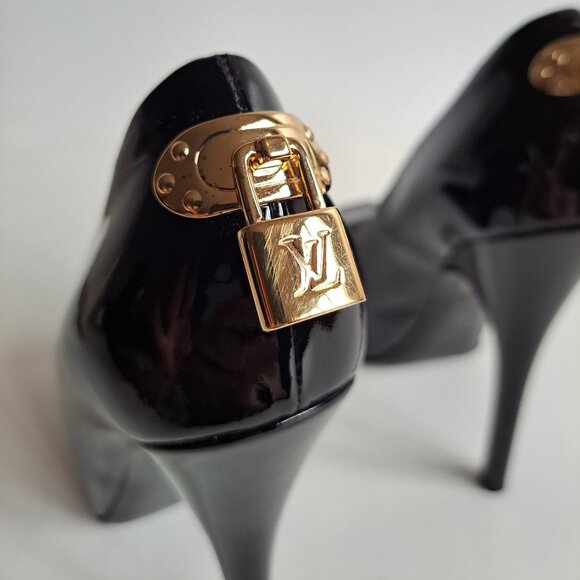 Louis Vuitton Black Leather Platform Oh Really! Peep Toe Pumps Size 36 - Picture 10 of 16